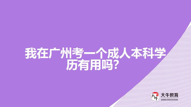 我在广州考一个成人本科学历有用吗? 我在广州考一个成人本科学历有用吗?